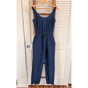Abercrombie Sleeveless Jumpsuit Navy Blue Elastic Waist Drawstring Cuffed  XS
